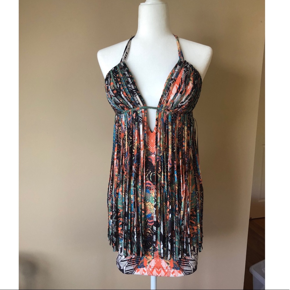 BEBE fringe dress